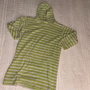 Mitty James England Celery Green & White Striped Terry Hooded Beach/pool coverup